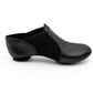 Side profile view of a pair of E-Series Jazz Slip On shoes together in Black on a seamless white background.